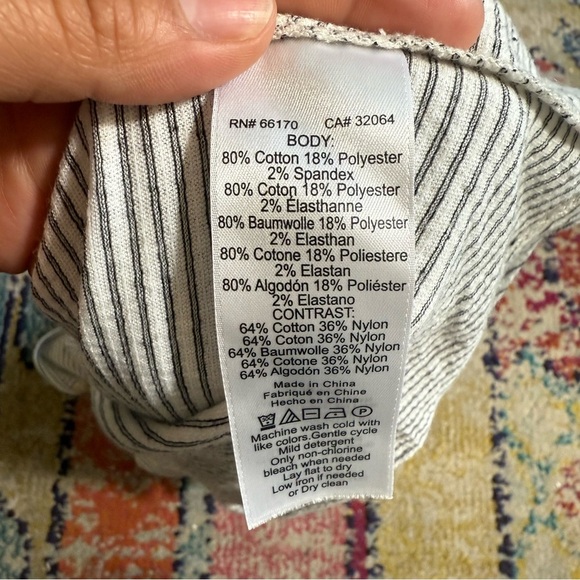 Anthropologie Maeve Navy and White Striped Crochet Babydoll Tank Top Medium - Picture 7 of 8